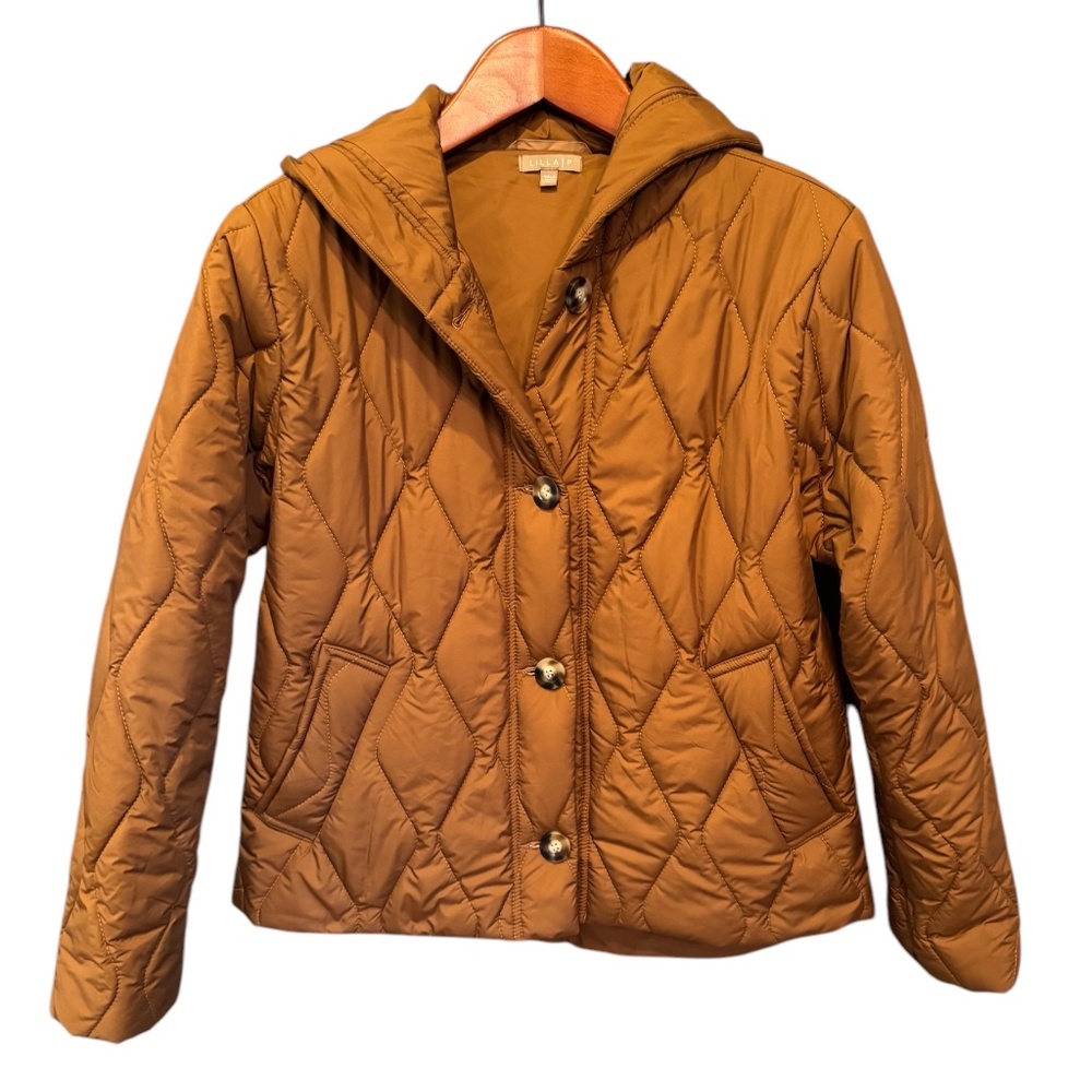 Womens Lila | P, Quilted Puffer Jacket.  Size: M, Color: Brown